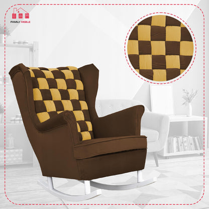 Fotel uszak bujany Carol Duo Family Meble żółto brązowy ciemny beż  welur