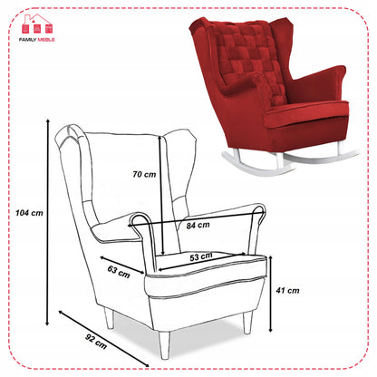Fotel uszak Carol bujany skandynawski Family Meble czerwony, czerwień