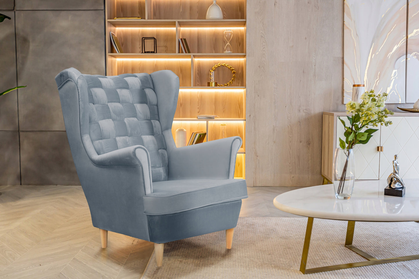 Fotel uszak Carol skandynawski Family Meble plecione oparcie ANTRACYT