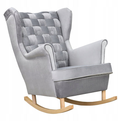 Fotel uszak Carol bujany skandynawski Family Meble siwy AKSAMIT