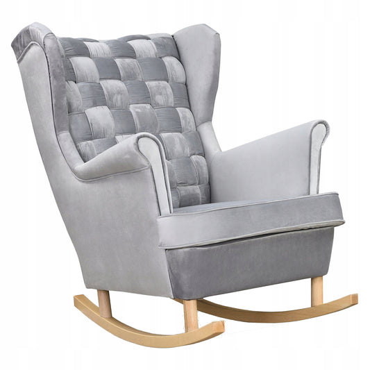 Fotel uszak Carol bujany skandynawski Family Meble siwy AKSAMIT