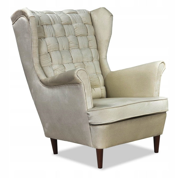 Fotel uszak Carol skandynawski Family Meble szampański jasny beż krem