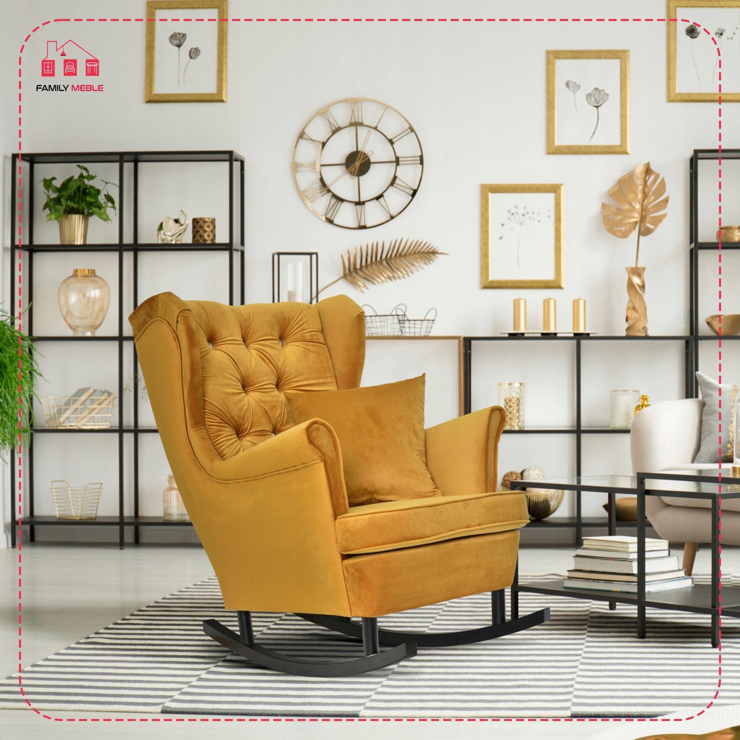 Fotel uszak Gaja bujany skandynawski Family Meble groszkowy seledynowy