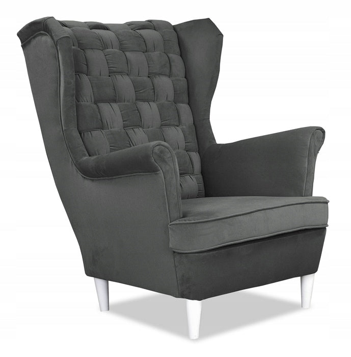 Fotel uszak Carol skandynawski Family Meble plecione oparcie ANTRACYT