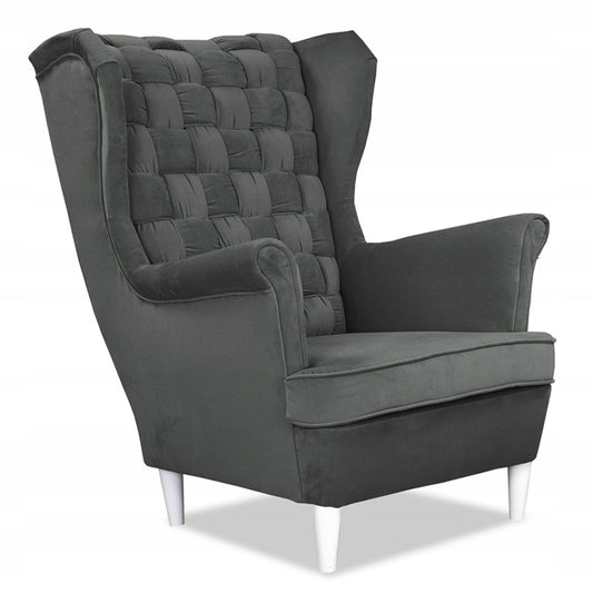 Fotel uszak Carol skandynawski Family Meble plecione oparcie ANTRACYT