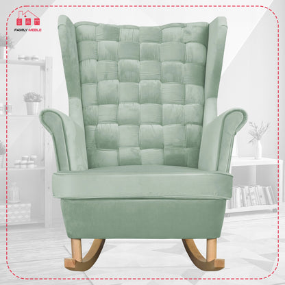 Fotel uszak Carol bujany skandynawski Family Meble miętowy jasny