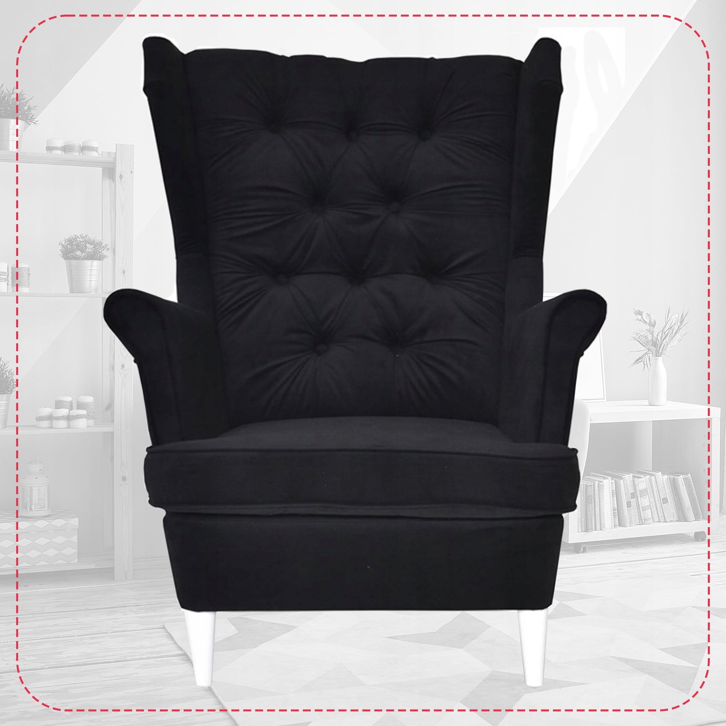 Fotel uszak Gaja z podnóżkiem skandynawski Family Meble ciemno szary