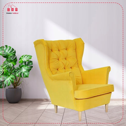 Fotel uszak Gaja skandynawski Family Meble brązowy czekoladowy beżowy