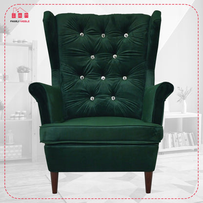 Fotel uszak Gaja z podnóżkiem, skandynawski Family Meble GLAMOUR solon