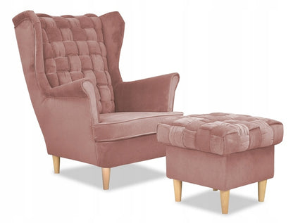 Fotel uszak Carol skandynawski Family Meble róż SALON KOSMETYCZNY