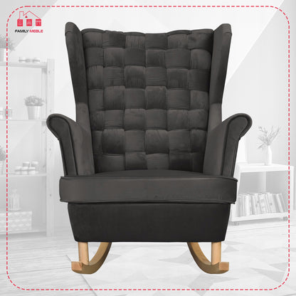 Fotel uszak Carol bujany skandynawski Family Meble grafitowy ciemny