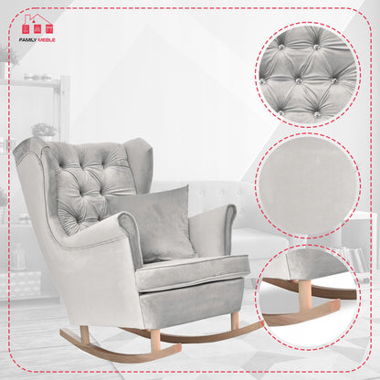 Fotel uszak Gaja bujany skandynawski Family Mebl popielaty jasno szary