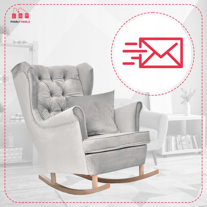 Fotel uszak Gaja bujany skandynawski Family Mebl popielaty jasno szary