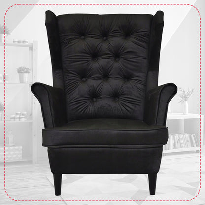 Fotel uszak Gaja z podnóżkiem skandynawski Family Meble ciemno szary