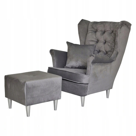 Fotel uszak Gaja z podnóżkiem skandynawski Family Meble wodoodporny