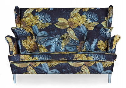Zestaw wypoczynkowy mebli uszak Ari Print sofa fotele pufy Family Meble komplet