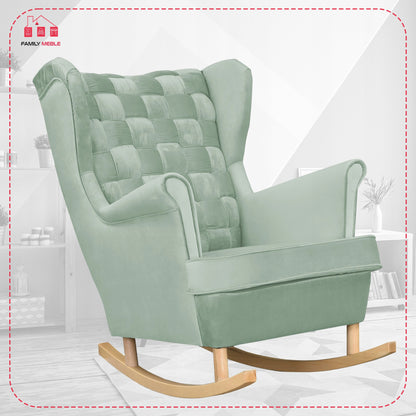 Fotel uszak Carol bujany skandynawski Family Meble miętowy jasny