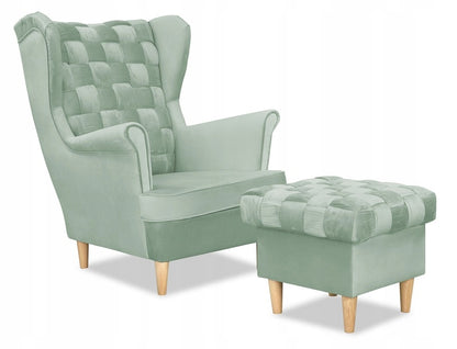 Fotel uszak Carol skandynawski Family Meble jasna mięta pistacja