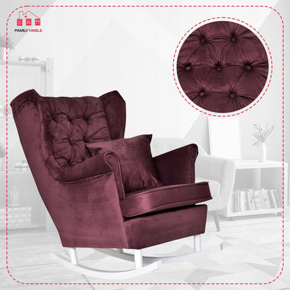 Fotel uszak Gaja bujany skandynawski Family Meble purpurowy rubinowy