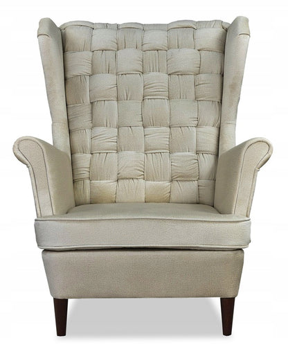 Fotel uszak Carol skandynawski Family Meble szampański jasny beż krem