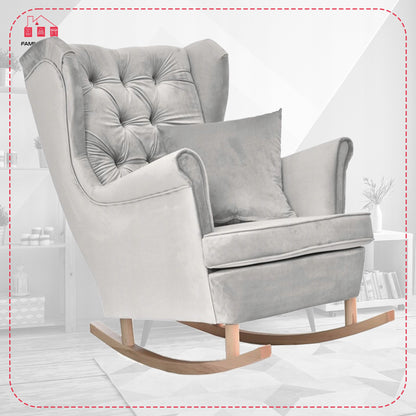 Fotel uszak Gaja bujany skandynawski Family Mebl popielaty jasno szary