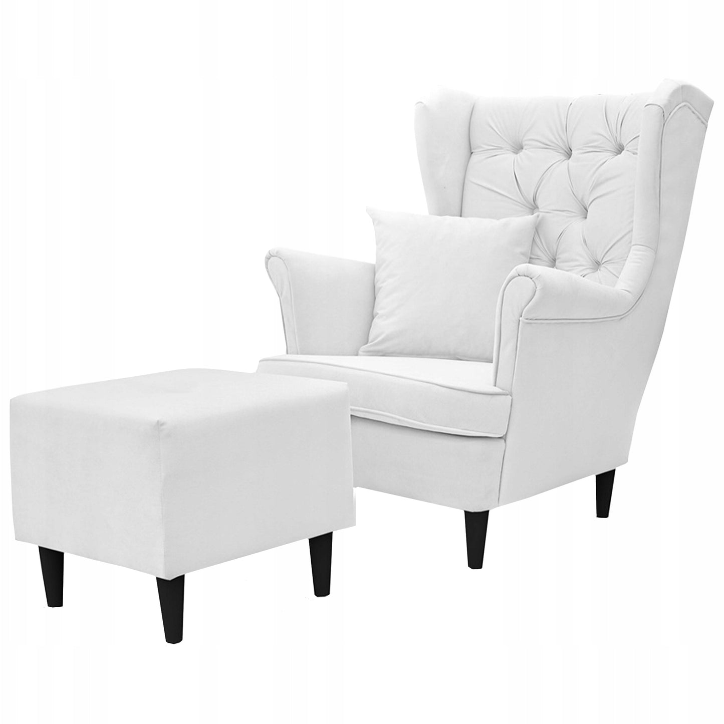 Fotel uszak Gaja z podnóżkiem skandynawsk Family Meble prestiżowy styl